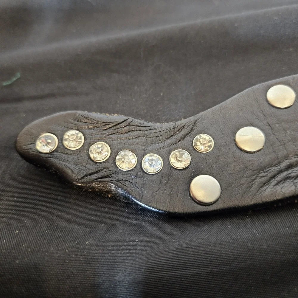 Unbranded Unique Serpentine Leather And Rhinestone Belt